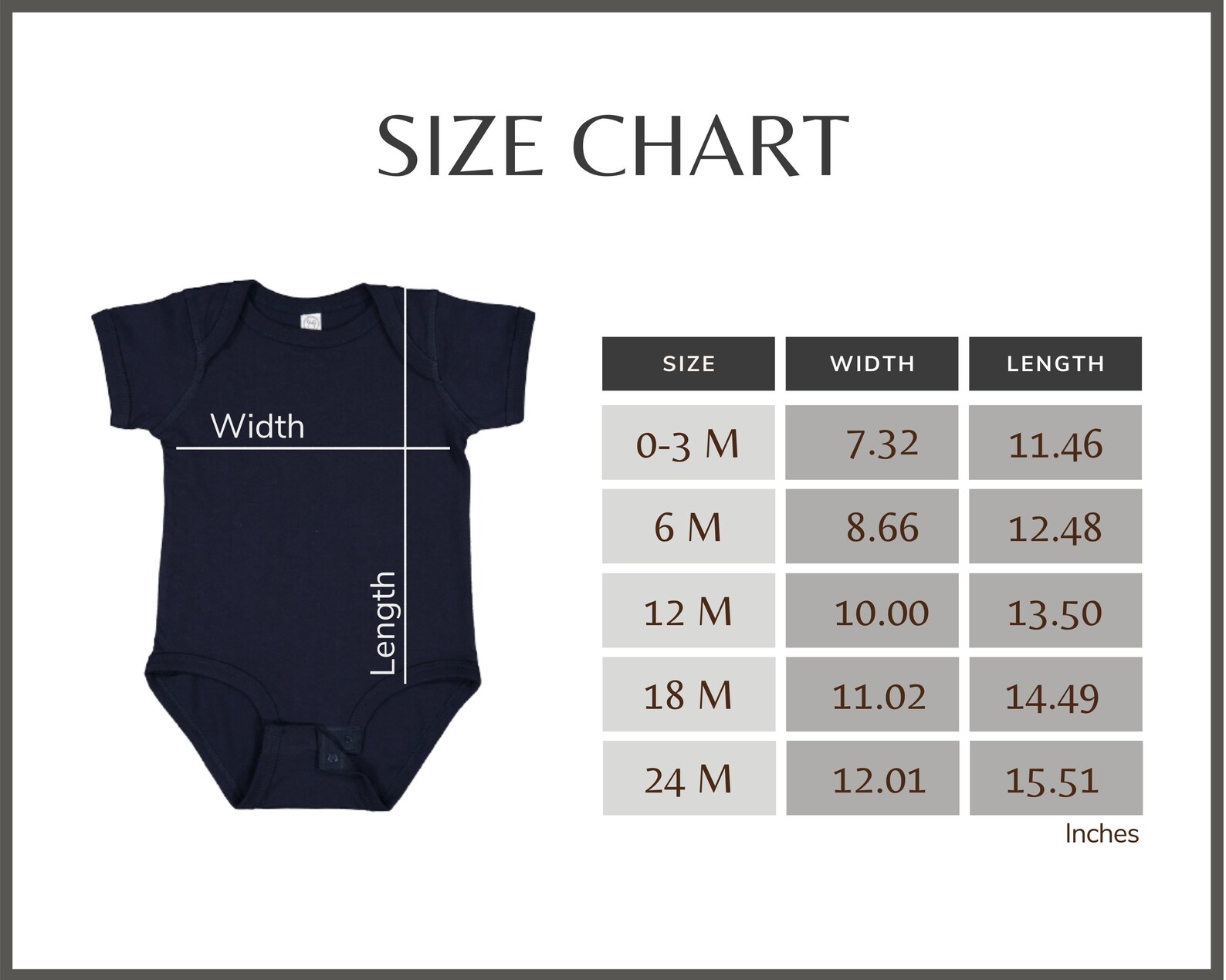 Rabbit Skins 4424 Size Chart Infant Jersey Bodysuit Size | Etsy