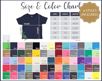 Rabbit Skins 3321 Color Chart, Toddler Size Guide (Digital Download)