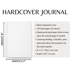 Hardcover Journal Matte Size Chart, Notebook Sizing Guide, 2 Versions Included