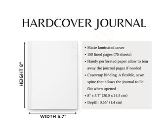 Hardcover Journal Matte Size Chart, Notebook Sizing Guide, 2 Versions Included