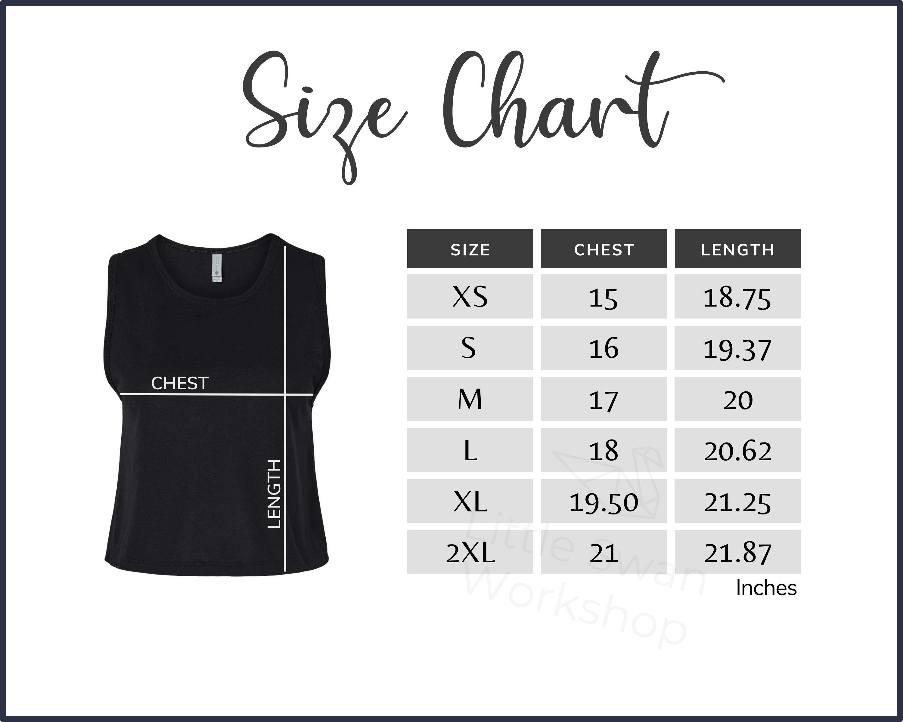 Next Level 5083 Size Chart NL Crop Tank Top Sizing Guide - Etsy