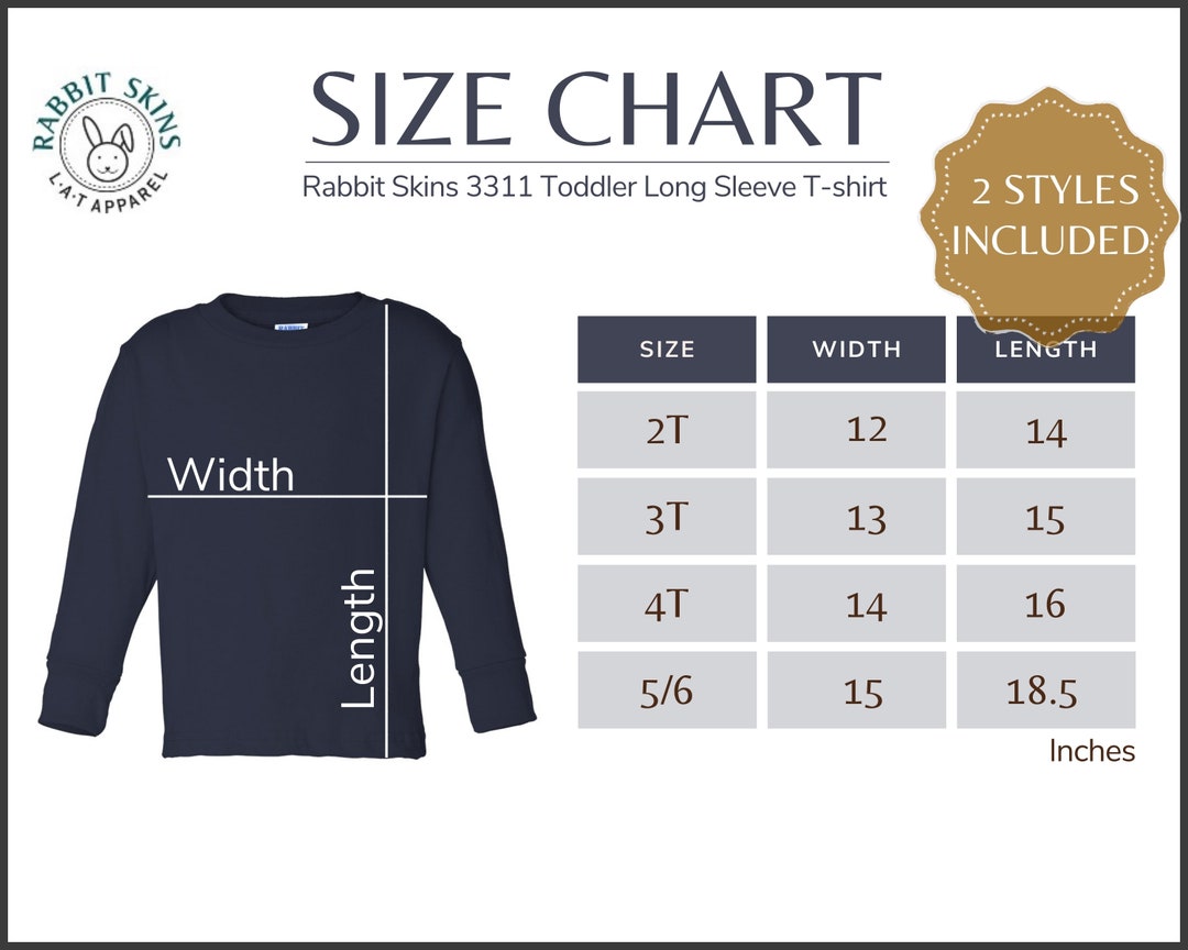 Rabbit Skins 3311 Size Chart 3311 Toddler T-shirt Size Table - Etsy