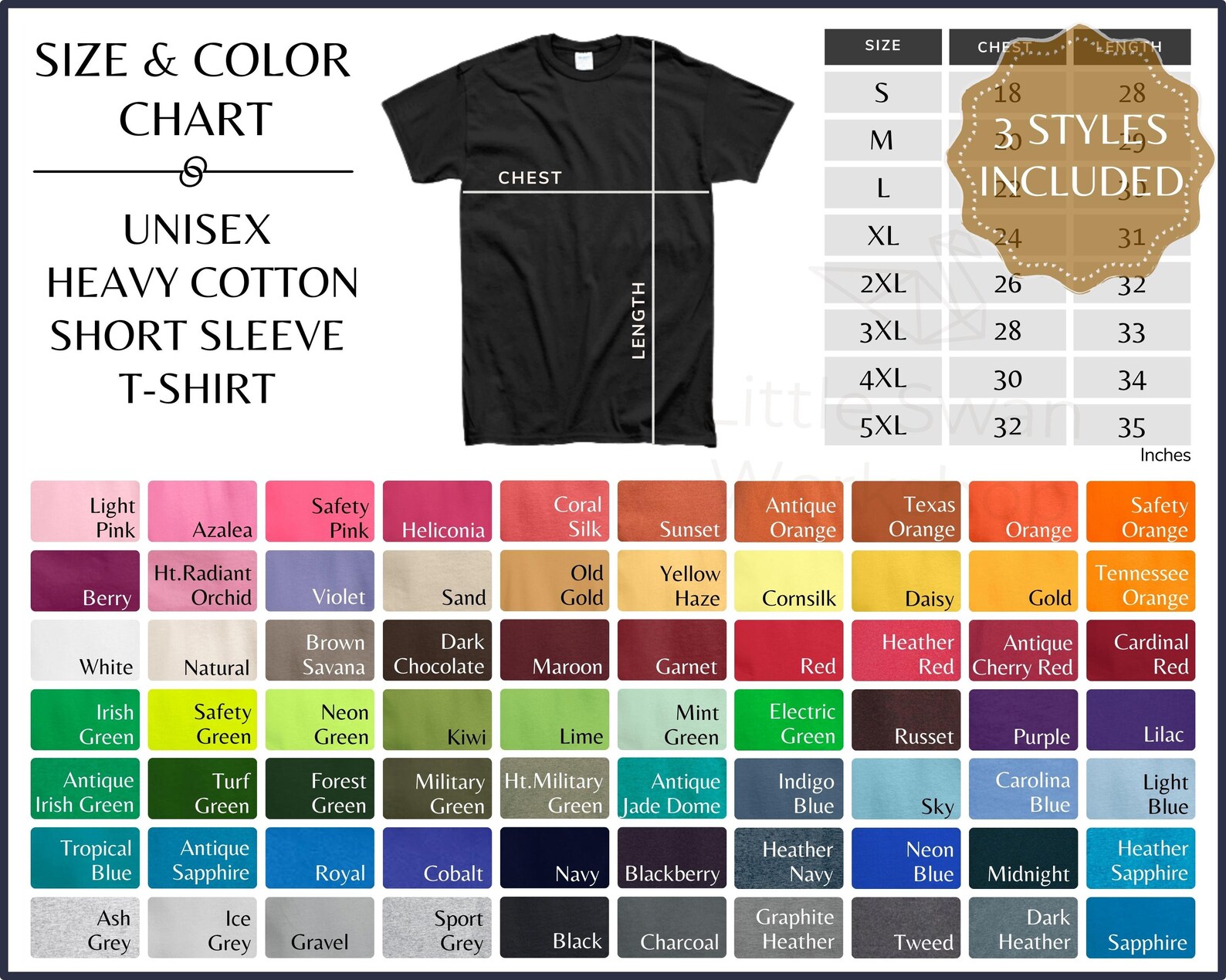 Gildan 5000 Color Chart Gildan G500 Unisex Adult T shirt Size And 