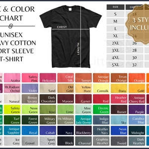 Tabla de colores Gildan 5000, guía de colores y tallas de camisetas unisex para adultos Gildan G500, tabla de colores Gildan 5000, todos los colores