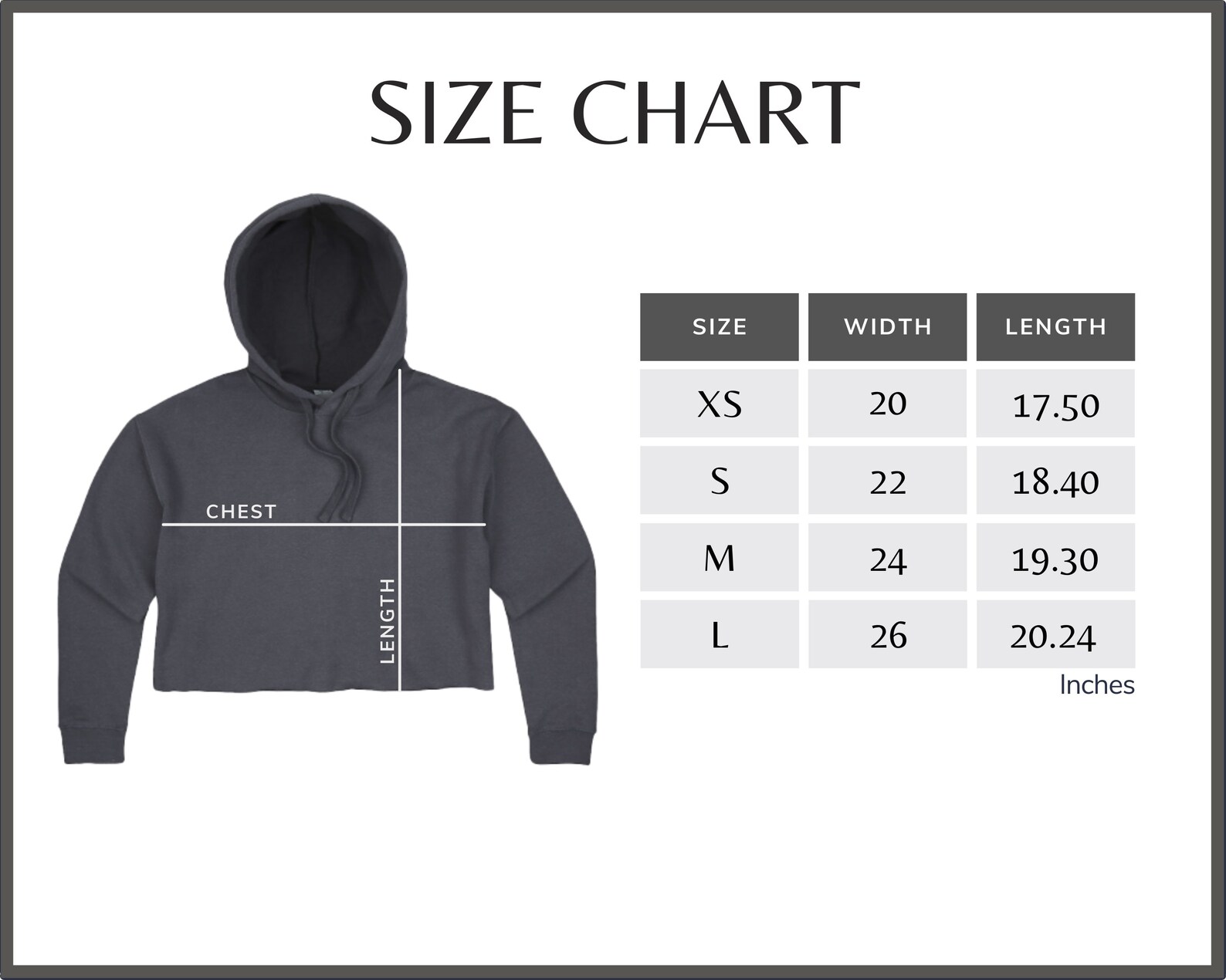 Lane Seven LS12000 Size Chart LS12000 Crop Hoodie Size Guide LS12000 ...