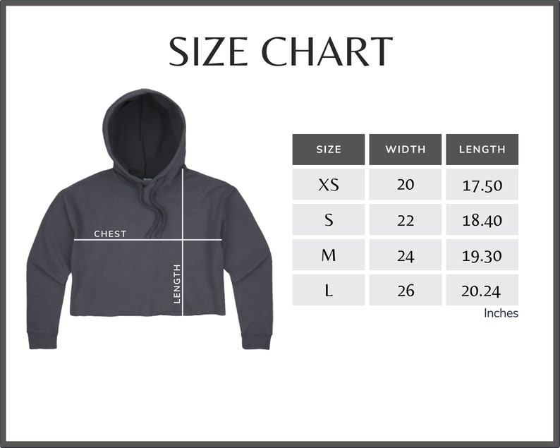 Lane Seven LS12000 Size Chart LS12000 Crop Hoodie Size Guide - Etsy Canada