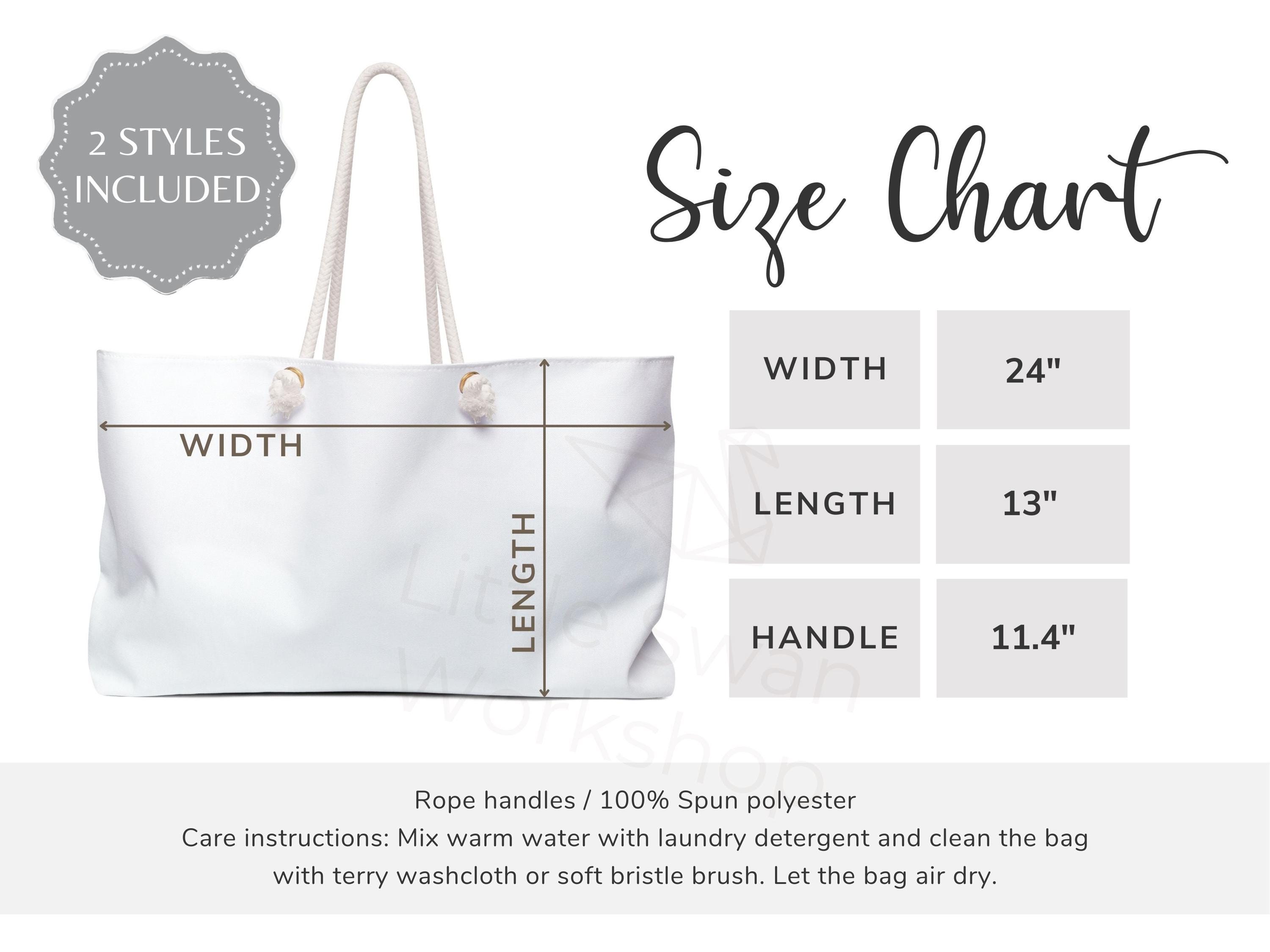 Weekender Bag Size Chart: Generic Brand Guide (digital Download