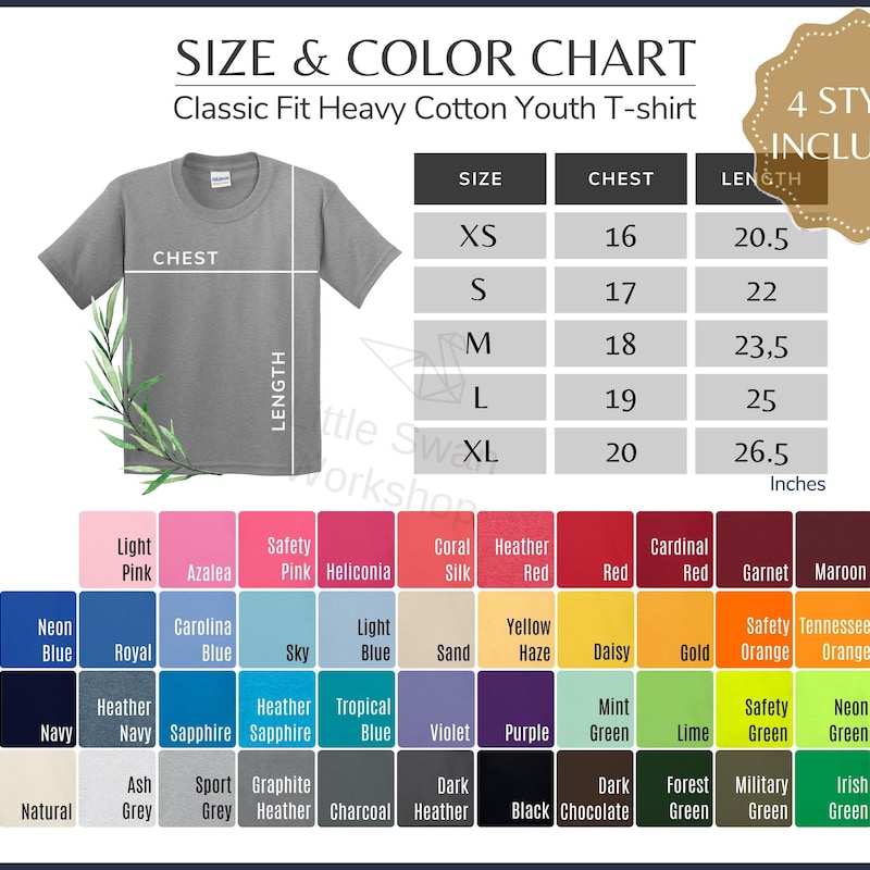 Gildan 5000 Color Chart Etsy