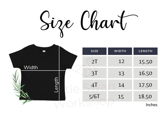 Rabbit Skins 3321 Size Chart, Toddler Fine Jersey T-shirt Size