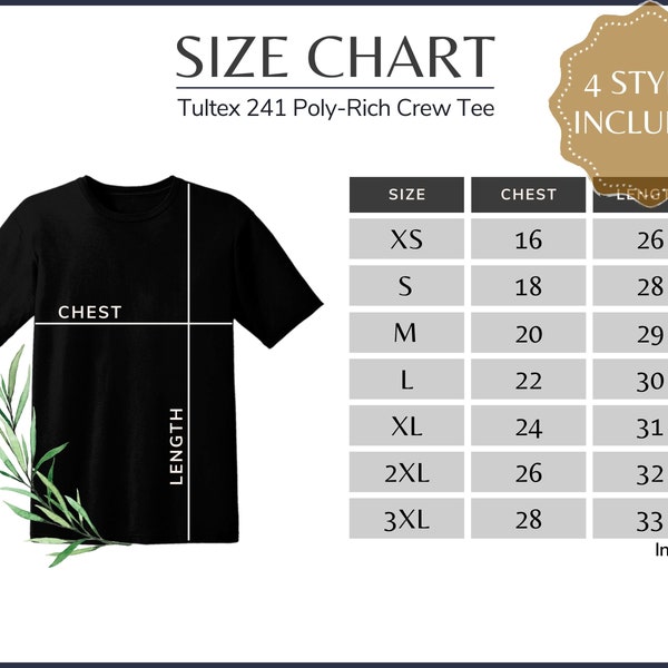 Tultex Size Chart - Etsy