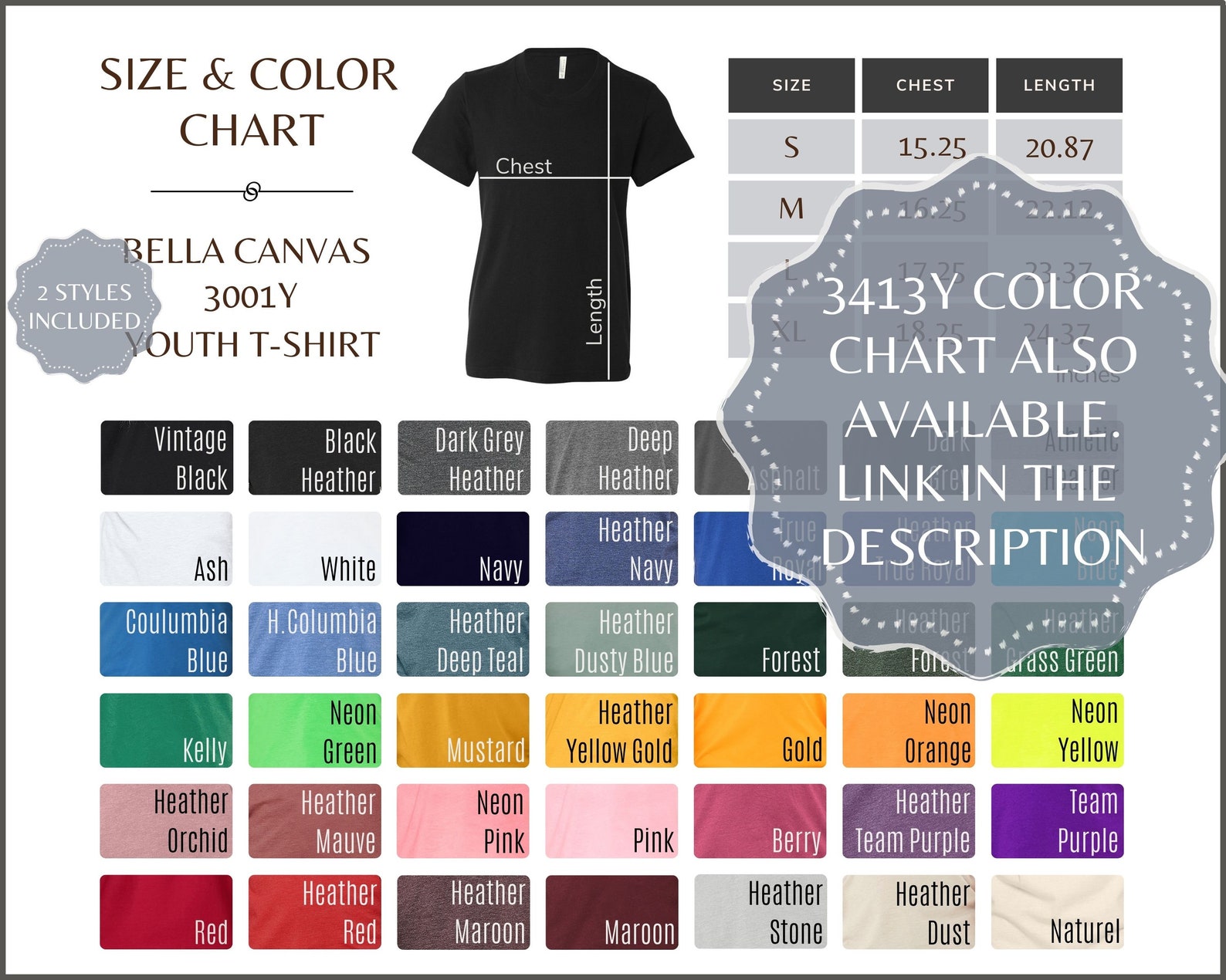 Bella Canvas 3001Y Size Chart Youth Bella Canvas 3001Y Tee Etsy Bella canvas 3001y size chart youth bella canvas 3001y tee etsy