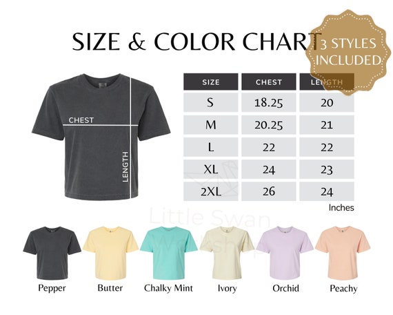 Comfort Colors 3023CL Color Chart, Women's Heavyweight Boxy