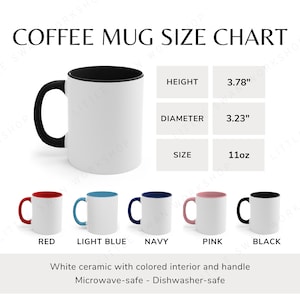 Accent Coffee Mug Size Chart, 11oz Color Mug Sizing Guide, Color Table, 2 versions included