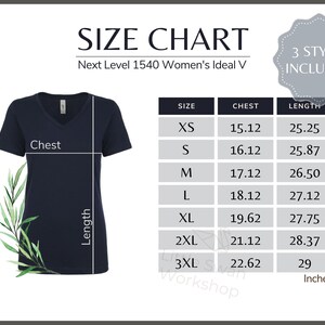 Next Level 1540 Size Chart - Next Level 1540 Women's Ideal V Size Table ...