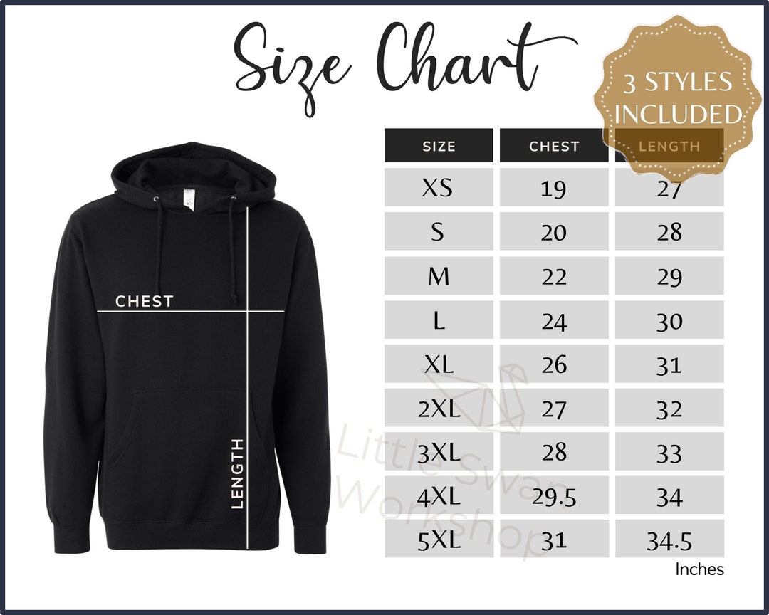 SS4500 Size Chart SS4500 Hooded Sweatshirt Size Guide