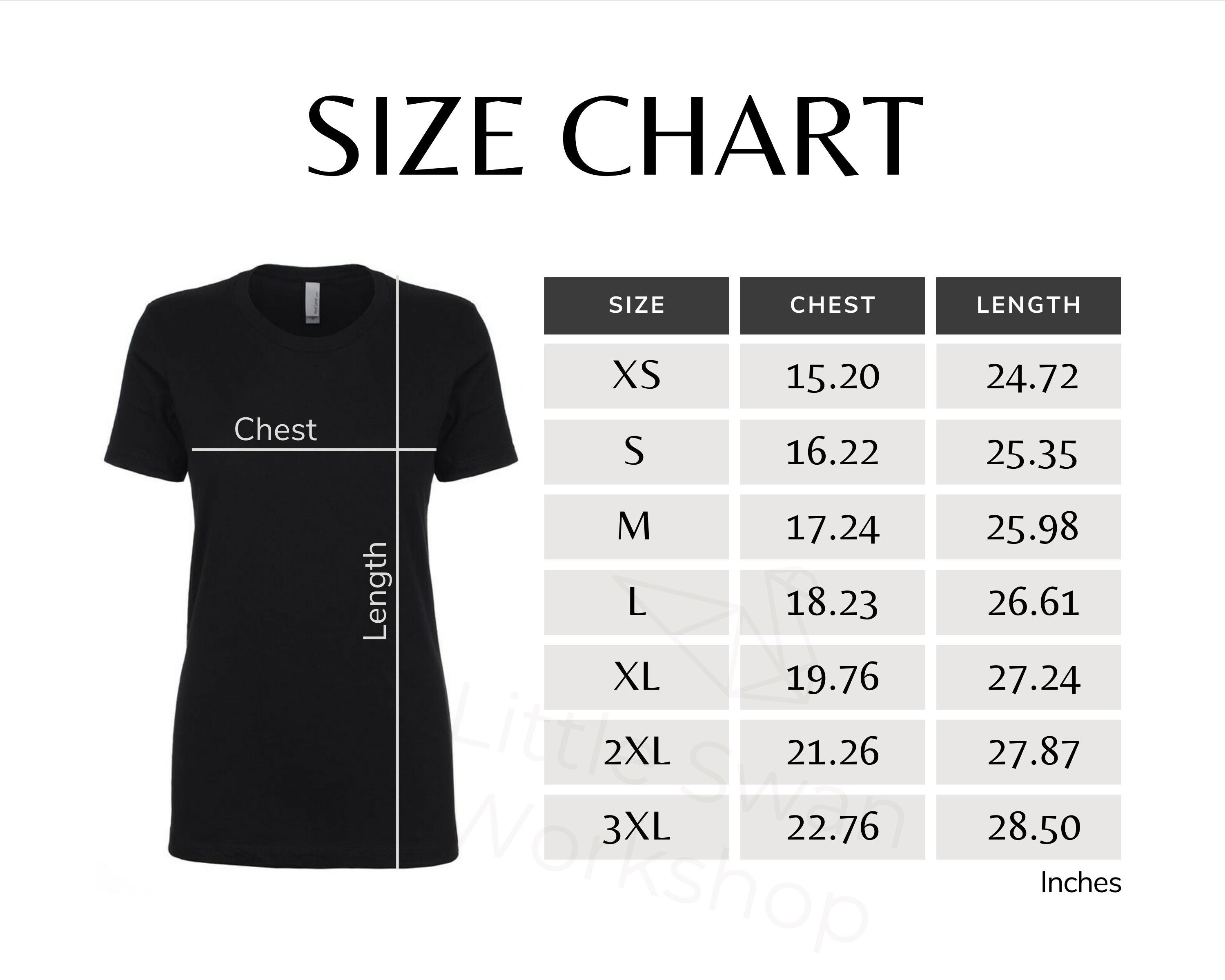Next Level 3900 サイズ表、レディースボーイフレンドTシャツサイズ