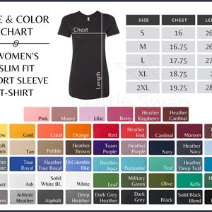 Bella Canvas 6004 Color Chart Women's Slim Fit Tee Color - Etsy