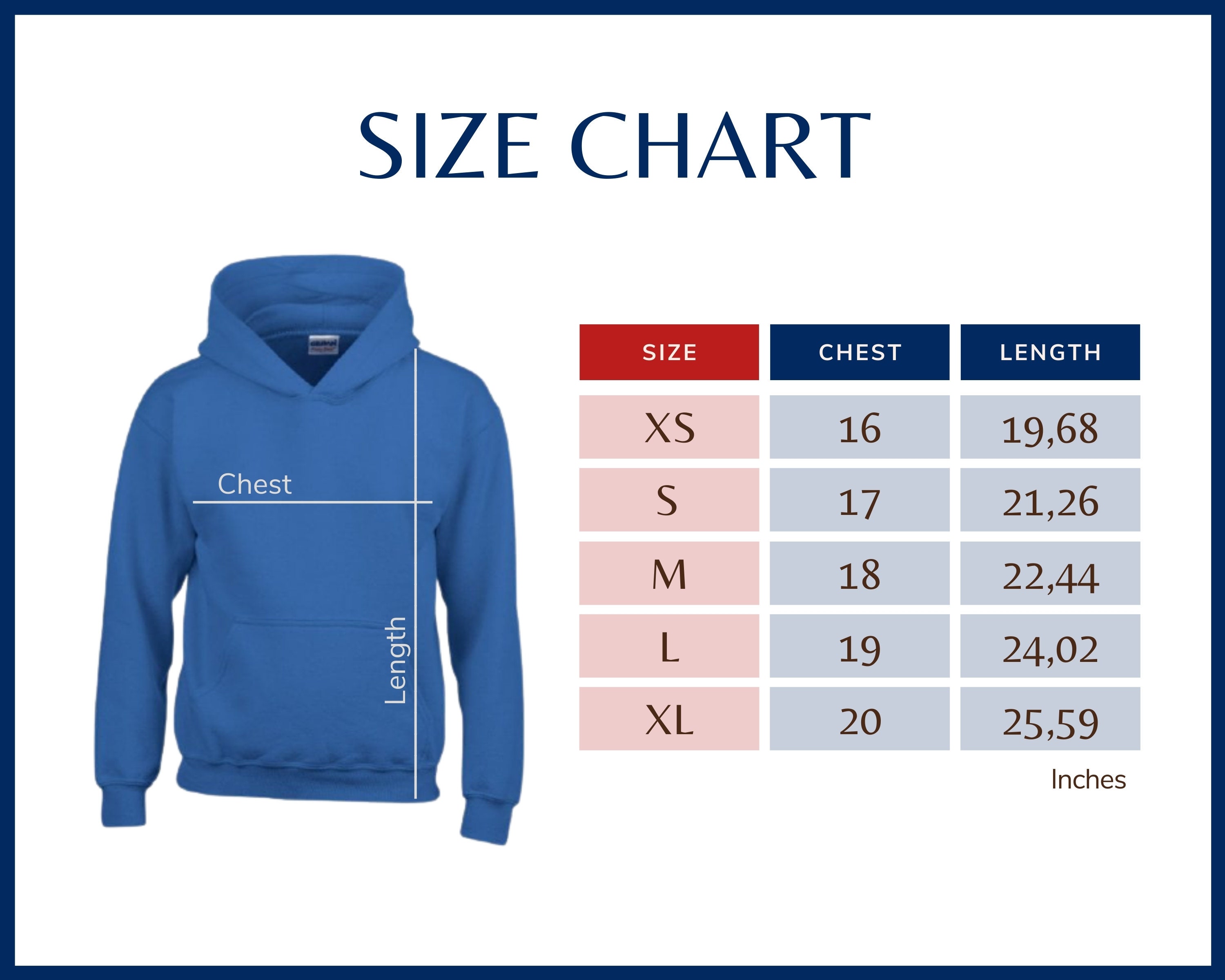 Youth Sweatshirt Size Chart