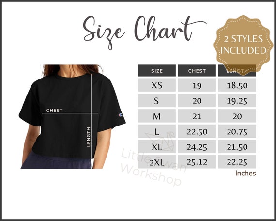 hensynsfuld frakke undtagelse Champion T453W Size Chart Champion T453W Women's Cropped - Etsy