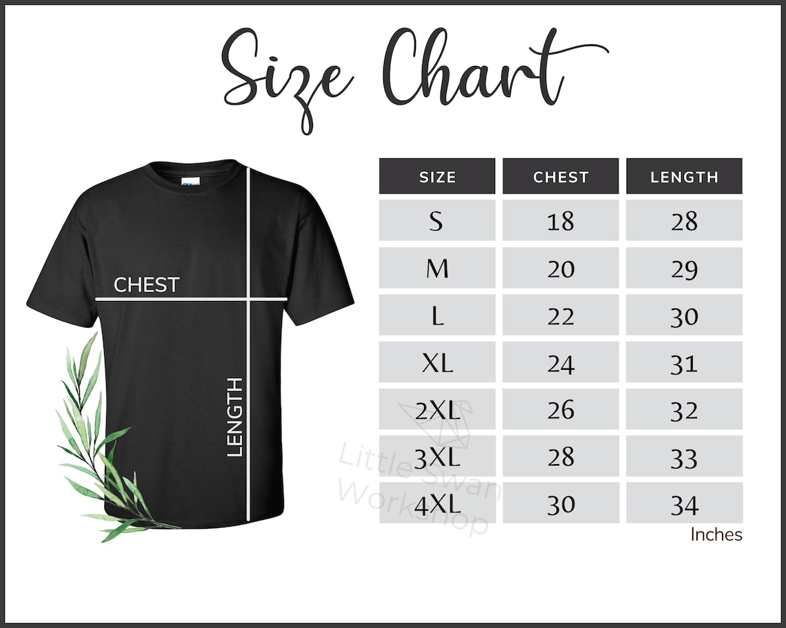 gildan 76000 size chart