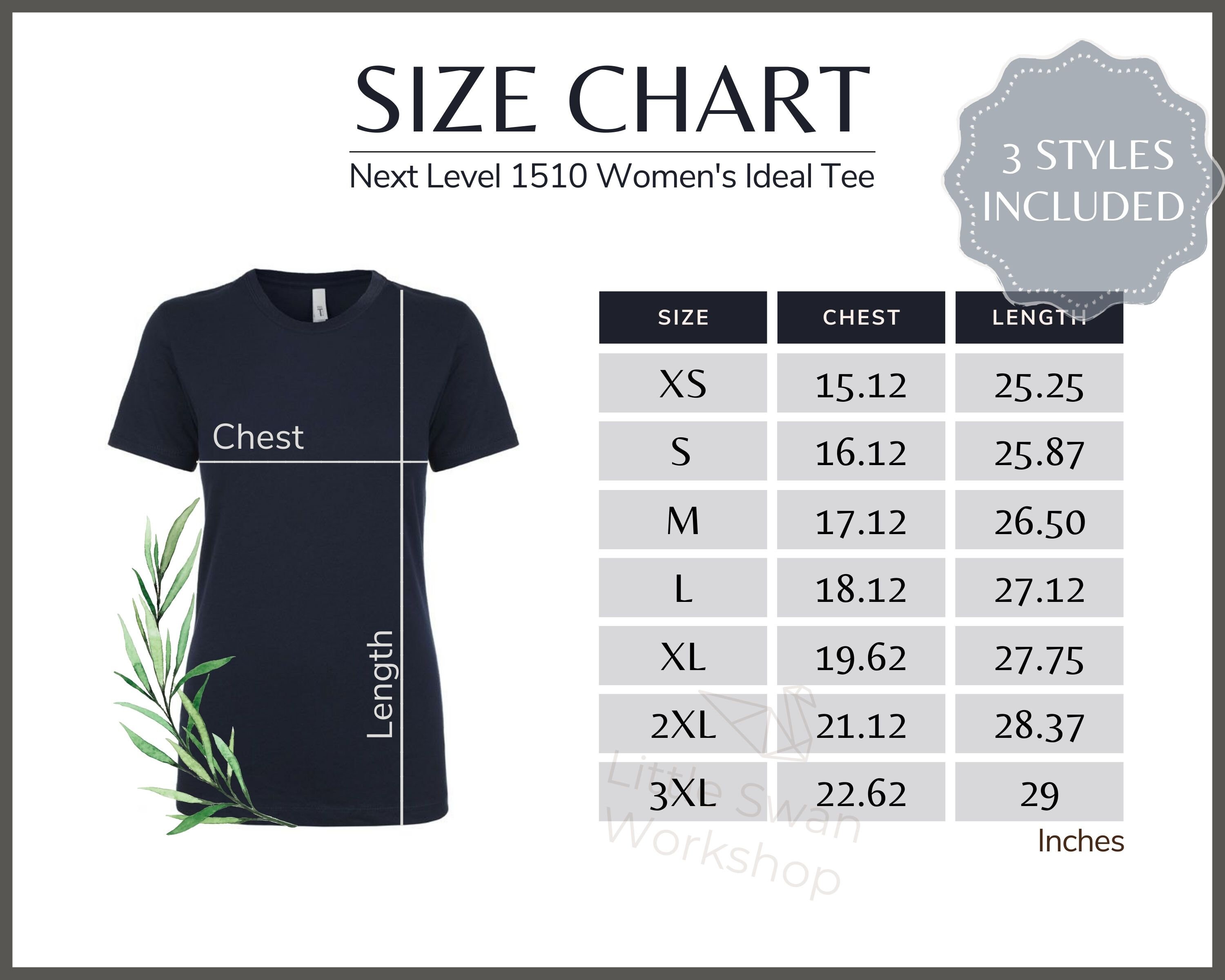Next Level 1510 Women's Ideal Tee Size 