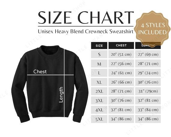 Gildan 18000 Metric and Imperial Size Chart G180 Sweatshirt Size