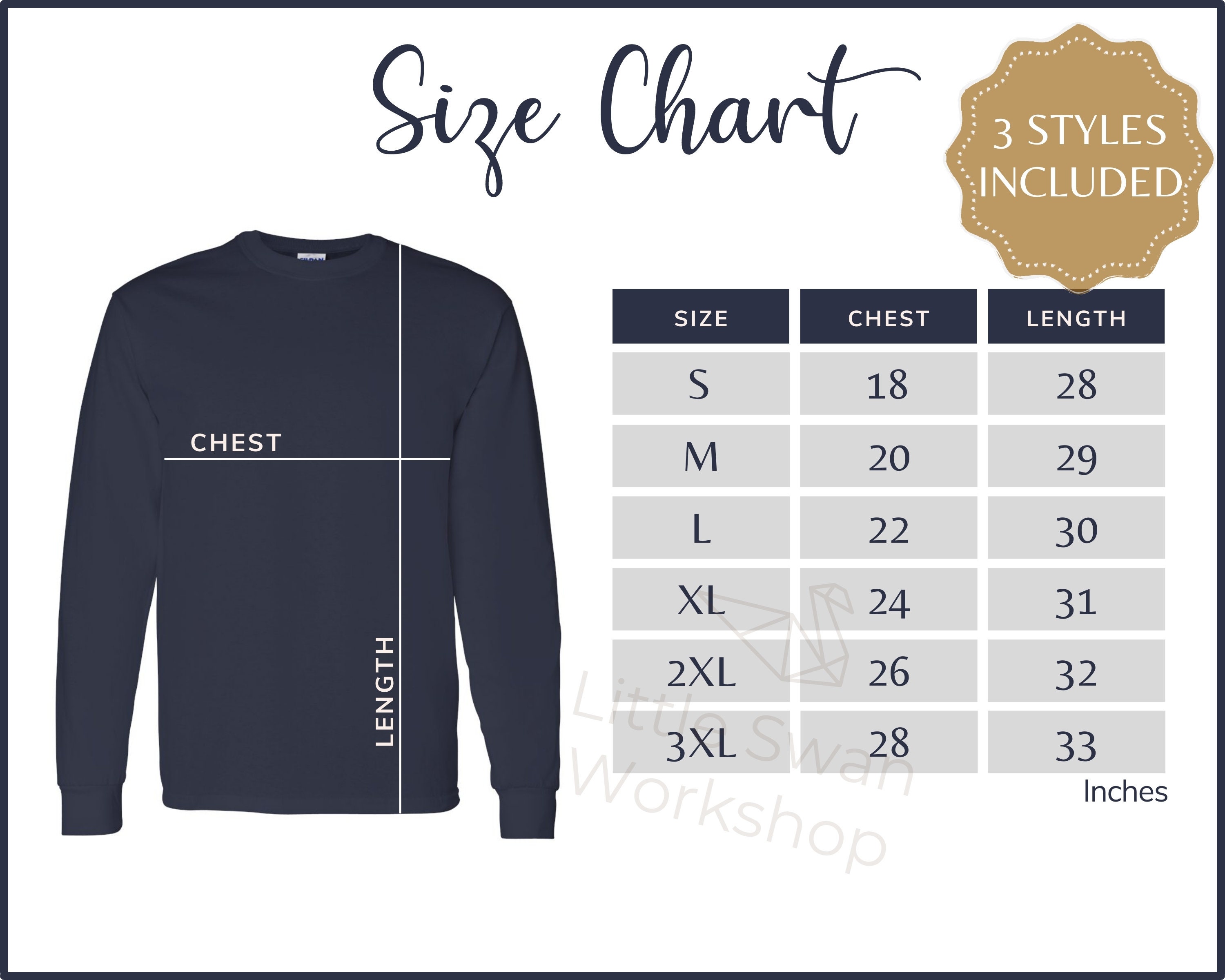 Gildan 5400 Size Chart - Gildan G540 Long Sleeve Tshirt Size