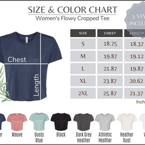 Tabla de tallas y colores de Bella Canvas 8882 - Tabla de tallas de remera corta para mujer 8882 - Maqueta y guía de tallas de Bella Canvas 8882, fondo blanco