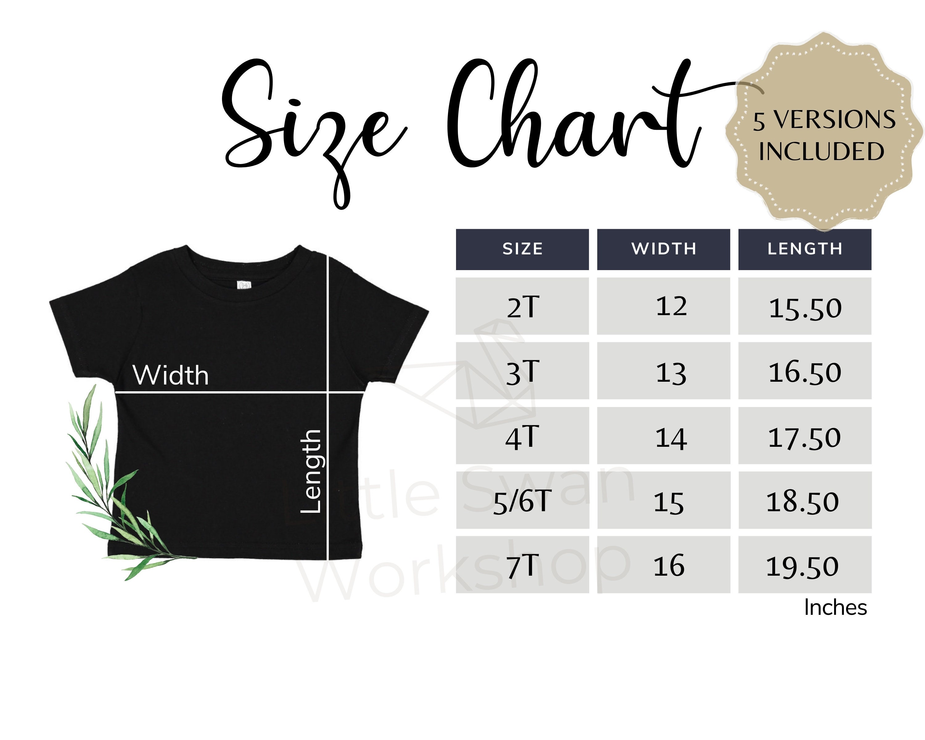 Rabbit Skins 3321 Size Chart, Toddler Fine Jersey T-shirt Size