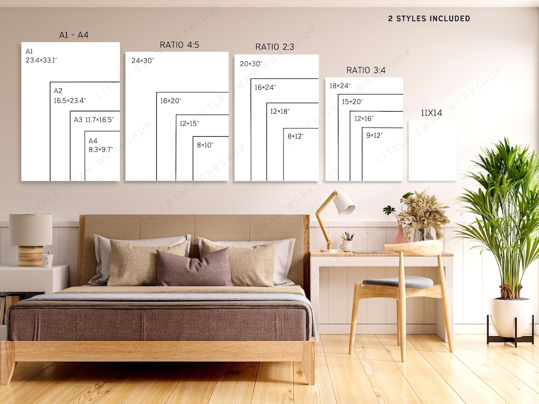 Wall Art Size Chart Frame Size Guide Ratio Table BedRoom - Etsy Portugal