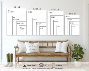 Wall Art Size Chart, Frame Size Guide, Ratio Table, Wall Display, Digital Poster Sizes, A4, 2:3