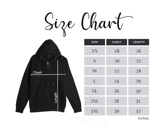 Lane Seven LS14003 Size Chart, Full Zip Hoodie Size Guide, LS