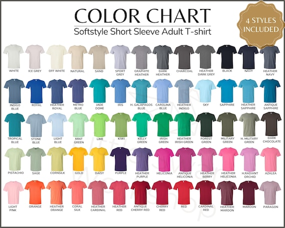 Gildan 64000 Color Chart, G640 Every Color Guide