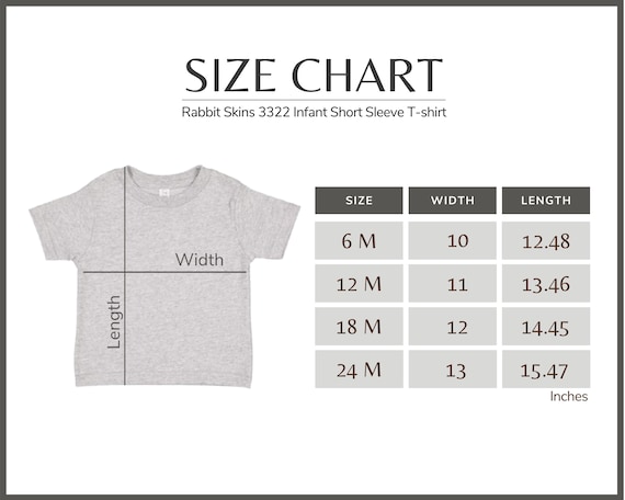 Rabbit Skins 3322 Size Chart Infant Short Sleeve T-shirt | Etsy