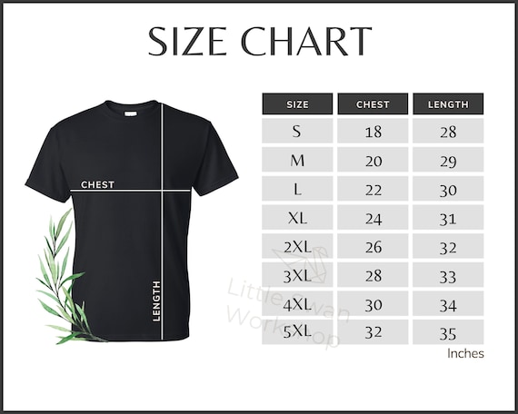 Gildan 8000 Size Chart - G800 Sizing Guide - Etsy Canada