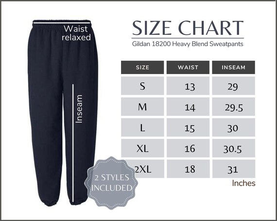 Gildan 18200 Size Chart Gildan G182 Sweatpants Size Chart | Etsy