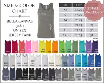 EDITABLE Bella Canvas 3480 Color Chart for Tank Digital File - Etsy
