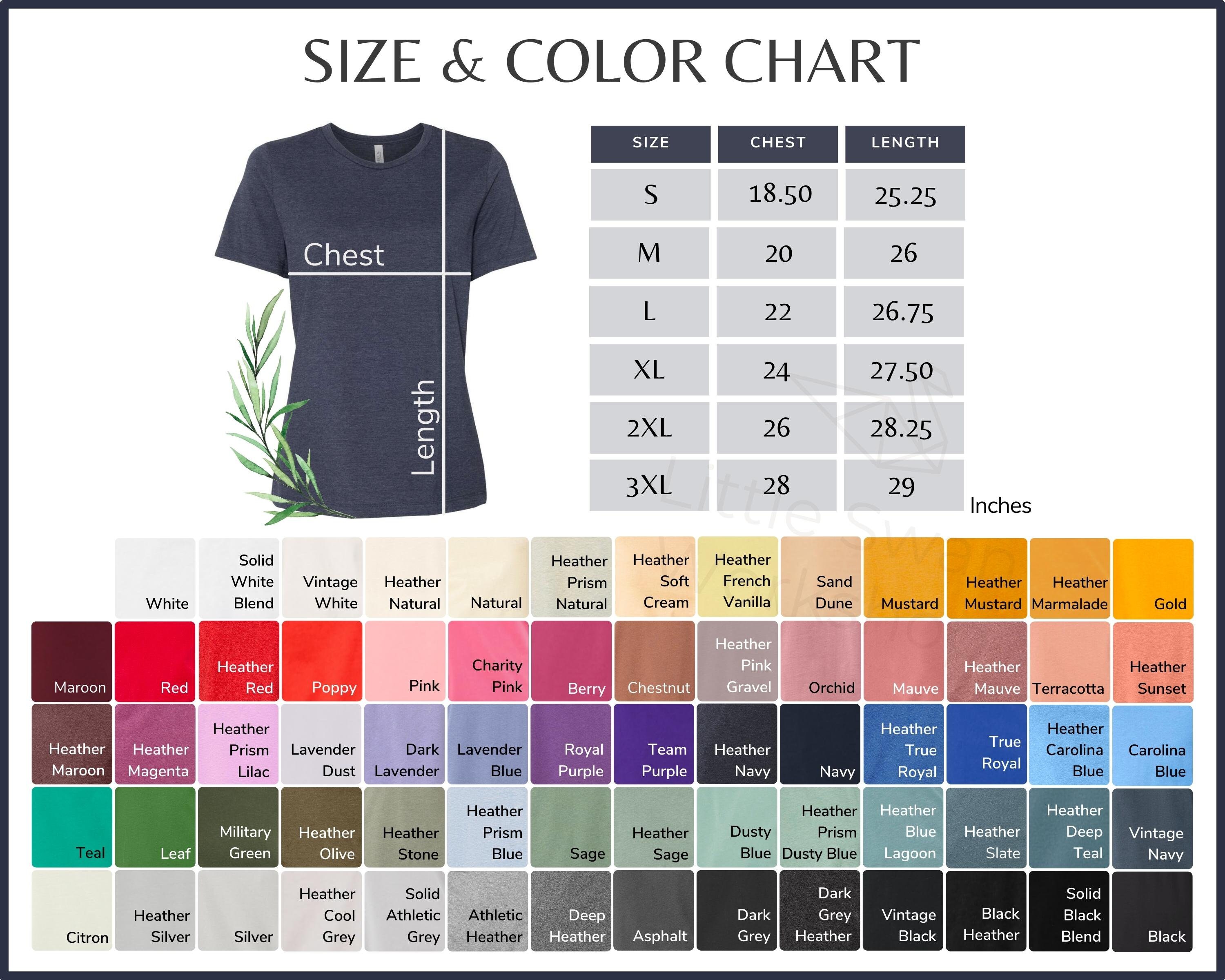 Bella Canvas 6400 Color Chart, 6400 & 6400CVC Women's Relaxed Tee Color ...