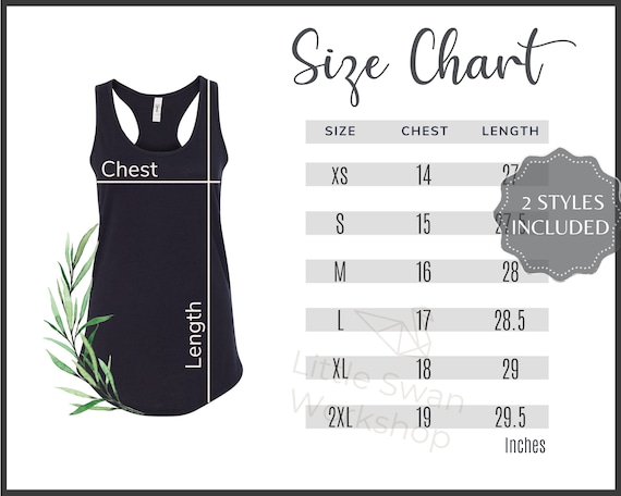 Next Level 1533 Tank Top Size Chart: Navy Mockup (Digital Download)