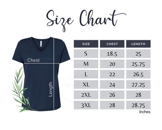 Bella Canvas 6405 V-neck Tee Size Chart (digital Download) - Etsy