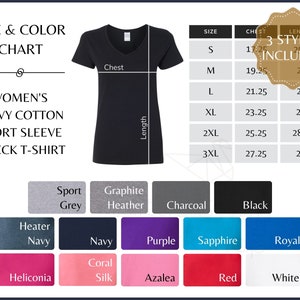 Tabla de colores de Gildan 5V00L, guía de colores y tallas de Gildan V Neck 5V00L, tabla de colores y tallas de G5V00L