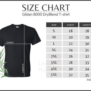 Gildan 8000 Size Chart Gildan 8000 Dryblend Size Guide G800 Black ...