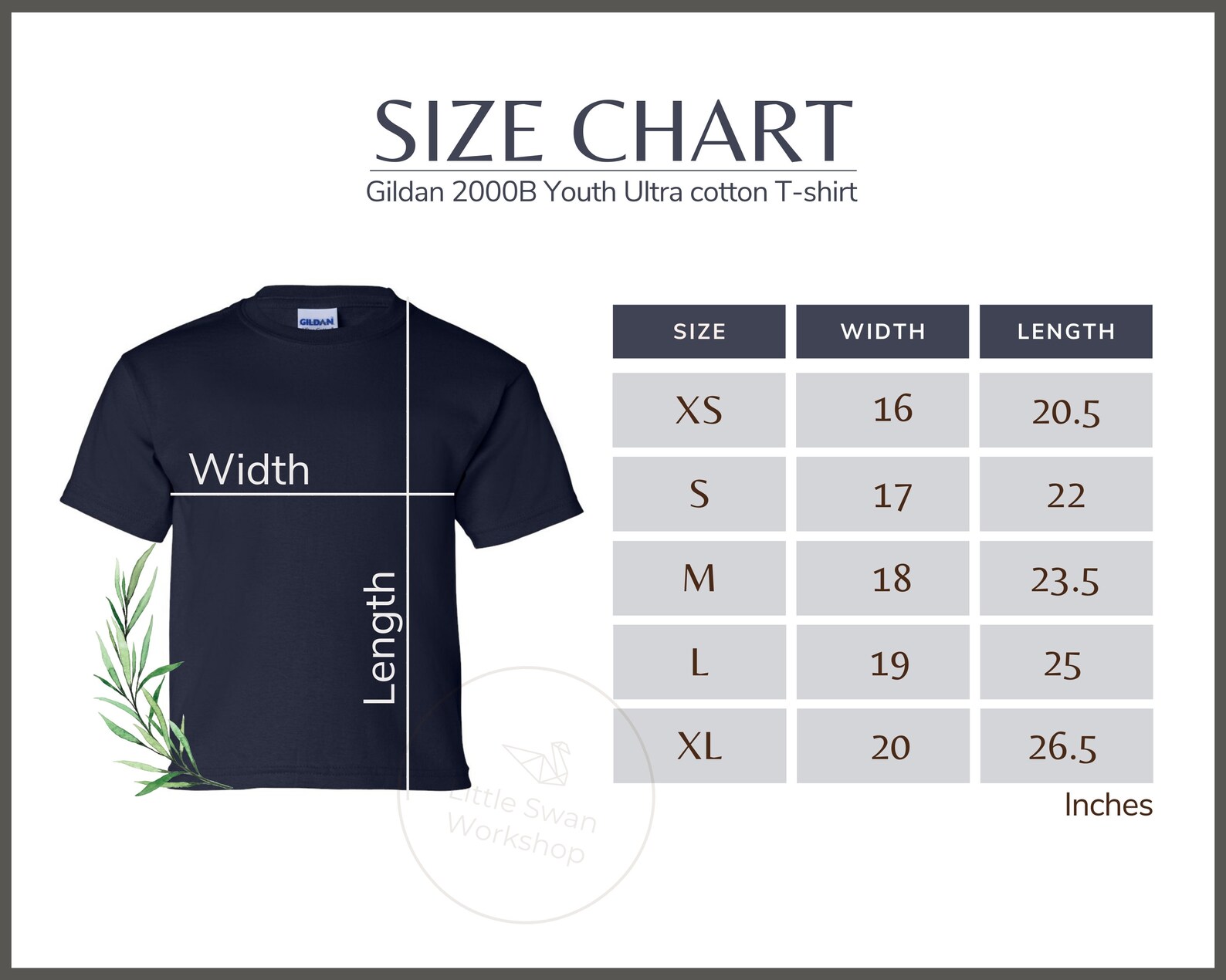 gildan size chart