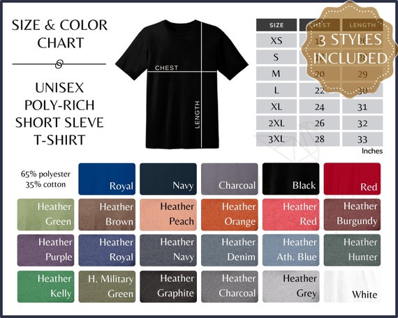 Tultex 235TC Size Color Chart • 19 COLORS • Tultex Youth Fine Jersey ...