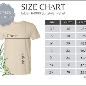 Gildan 64000 Size Chart Gildan G640 Size Table Gildan Mockup and Size ...