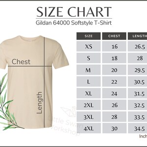 Gildan 64000 Size Chart Gildan G640 Size Table Gildan Mockup and Size ...