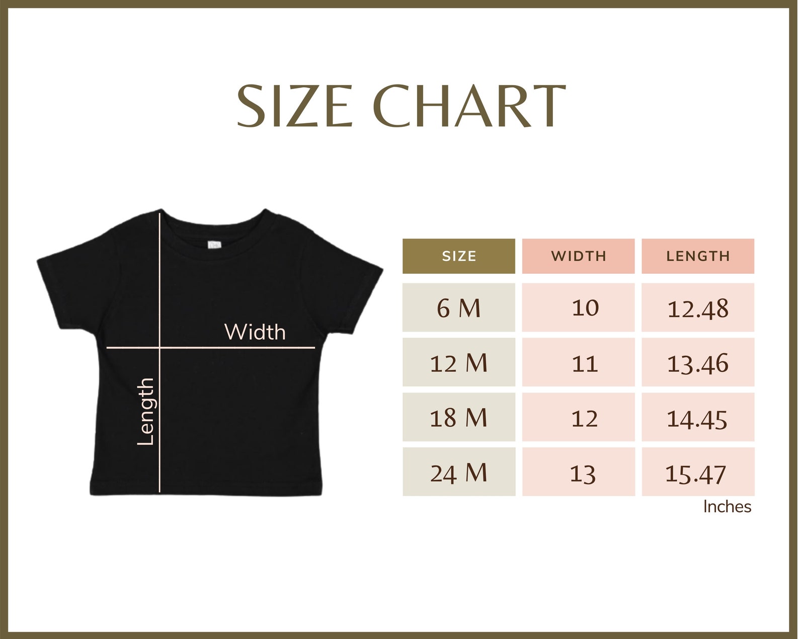 Rabbit Skins 3322 Size Chart Infant Short Sleeve Tshirt Etsy