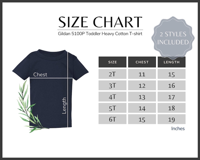 Gildan 5100P Size Chart Gildan G510P Toddler T-shirt Size - Etsy UK
