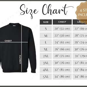 Gildan 18000 Größentabelle, G180 Sweatshirt-Größentabelle Zoll und cm, Gildan 18000 Metric Size Guide