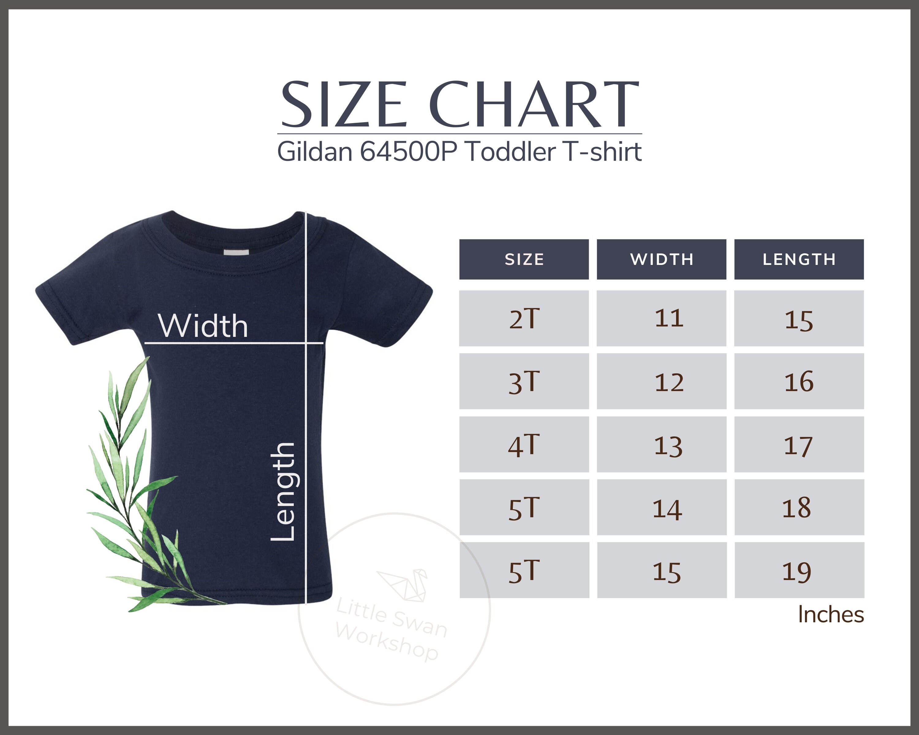 Gildan 64500P Size Chart Gildan G645P Toddler Tshirt Size Etsy UK